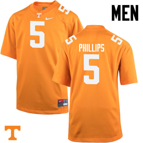 Men #5 Kyle Phillips Tennessee Volunteers College Football Jerseys-Orange - Click Image to Close